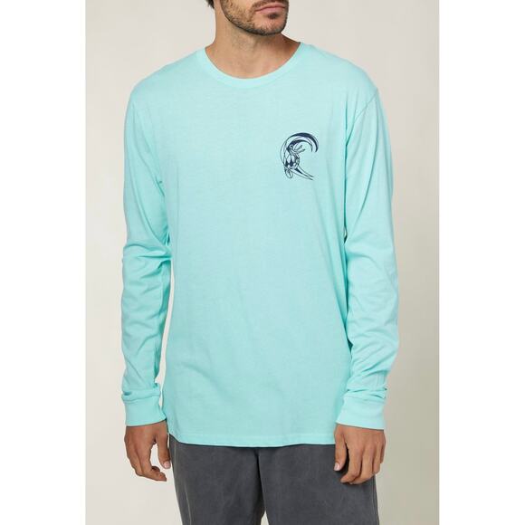 Men's Aqua Long Sleeve Tee - Picture 1 of 9